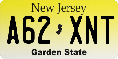 NJ license plate A62XNT