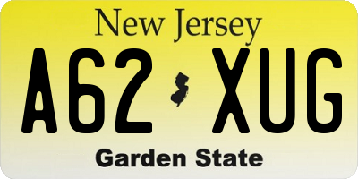NJ license plate A62XUG