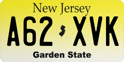 NJ license plate A62XVK