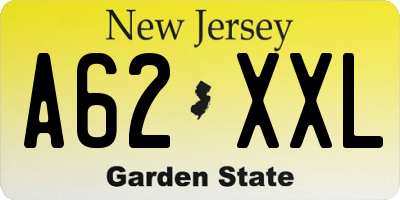 NJ license plate A62XXL
