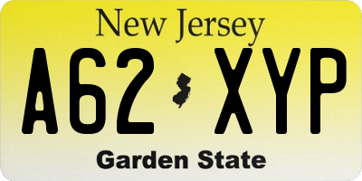 NJ license plate A62XYP