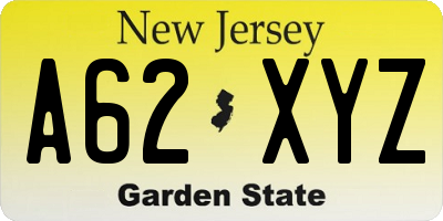 NJ license plate A62XYZ
