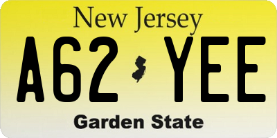 NJ license plate A62YEE