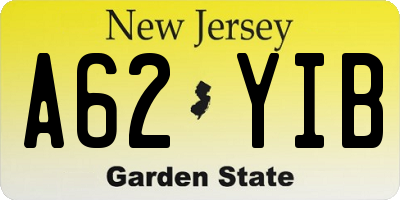 NJ license plate A62YIB