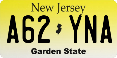 NJ license plate A62YNA