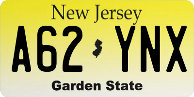 NJ license plate A62YNX