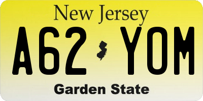 NJ license plate A62YOM
