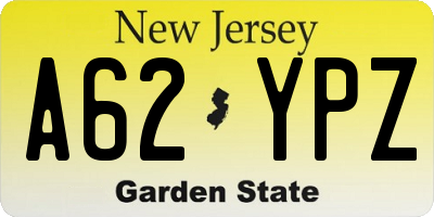 NJ license plate A62YPZ