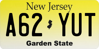 NJ license plate A62YUT