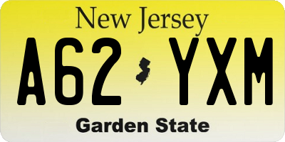 NJ license plate A62YXM
