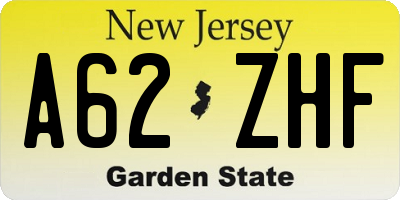 NJ license plate A62ZHF