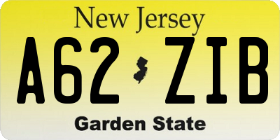 NJ license plate A62ZIB