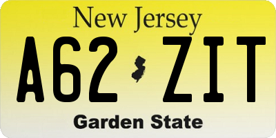 NJ license plate A62ZIT