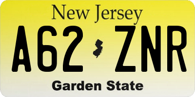 NJ license plate A62ZNR
