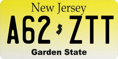 NJ license plate A62ZTT