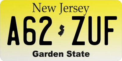 NJ license plate A62ZUF