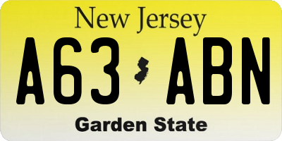 NJ license plate A63ABN