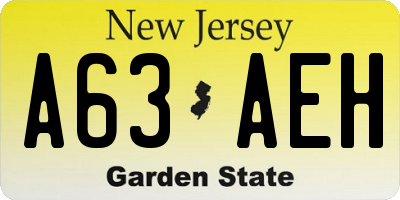 NJ license plate A63AEH