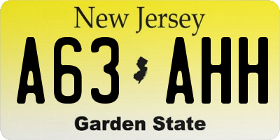 NJ license plate A63AHH