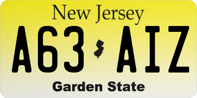 NJ license plate A63AIZ