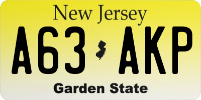 NJ license plate A63AKP