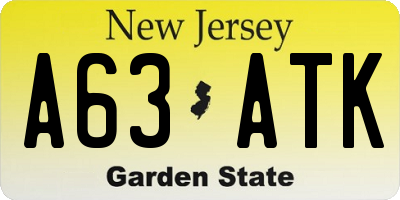 NJ license plate A63ATK