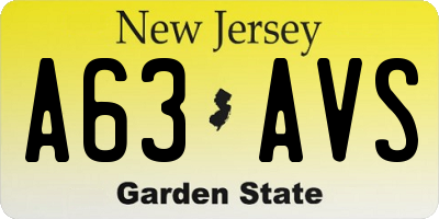 NJ license plate A63AVS