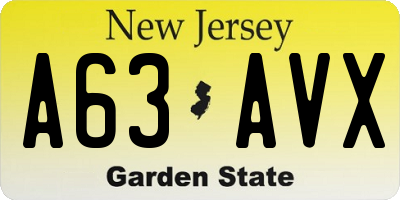 NJ license plate A63AVX