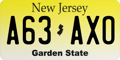 NJ license plate A63AXO
