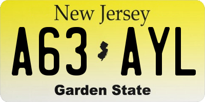 NJ license plate A63AYL
