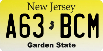 NJ license plate A63BCM