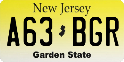 NJ license plate A63BGR