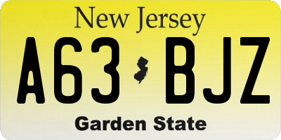 NJ license plate A63BJZ