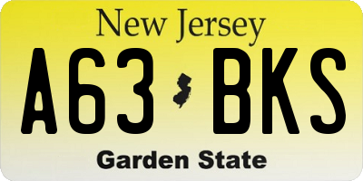 NJ license plate A63BKS