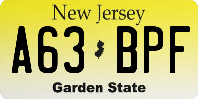 NJ license plate A63BPF