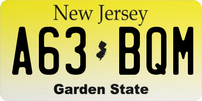 NJ license plate A63BQM