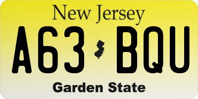 NJ license plate A63BQU