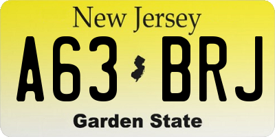 NJ license plate A63BRJ