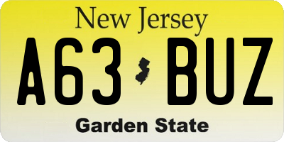 NJ license plate A63BUZ