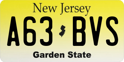 NJ license plate A63BVS