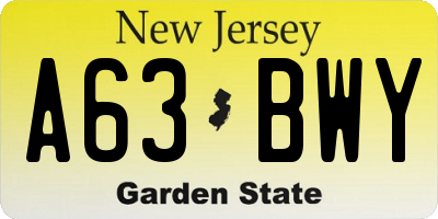 NJ license plate A63BWY