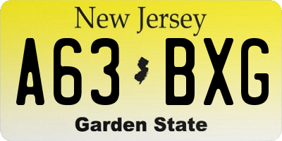 NJ license plate A63BXG