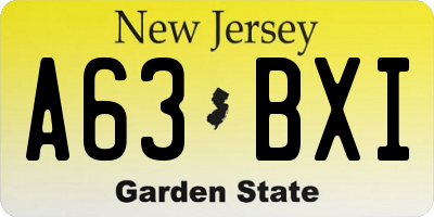 NJ license plate A63BXI