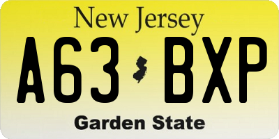 NJ license plate A63BXP