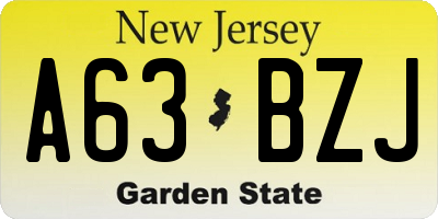NJ license plate A63BZJ