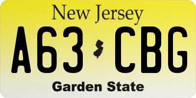 NJ license plate A63CBG
