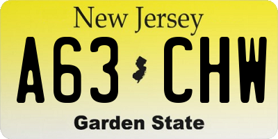 NJ license plate A63CHW