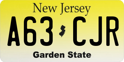 NJ license plate A63CJR