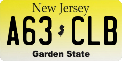 NJ license plate A63CLB