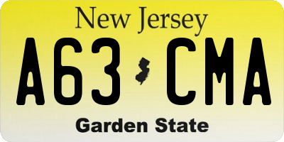 NJ license plate A63CMA